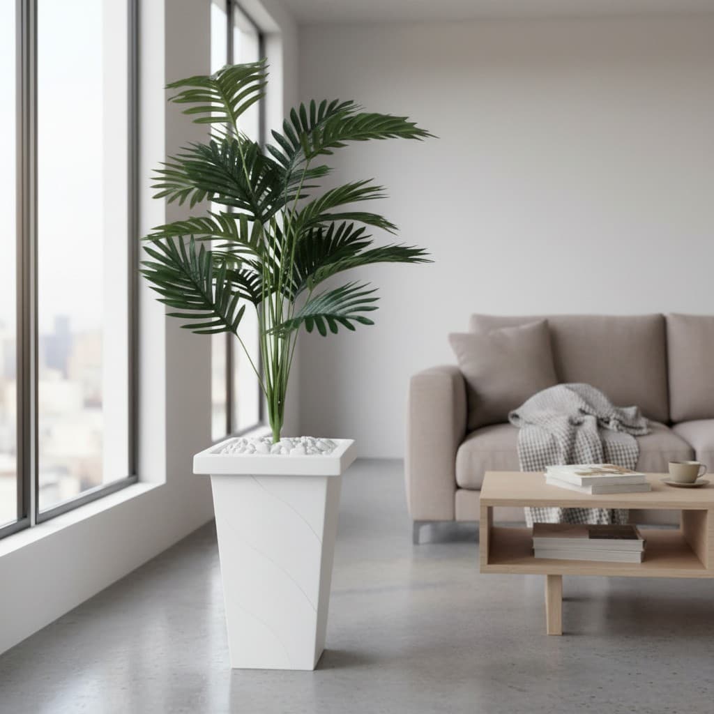 Planta Palmeira Artificial  1 metro Com Vaso Grande + Pedras Decoração Sala