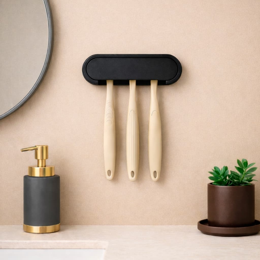 Suporte Porta Escovas de Dente de Parede sem Furo com Adesivo para Banheiro
