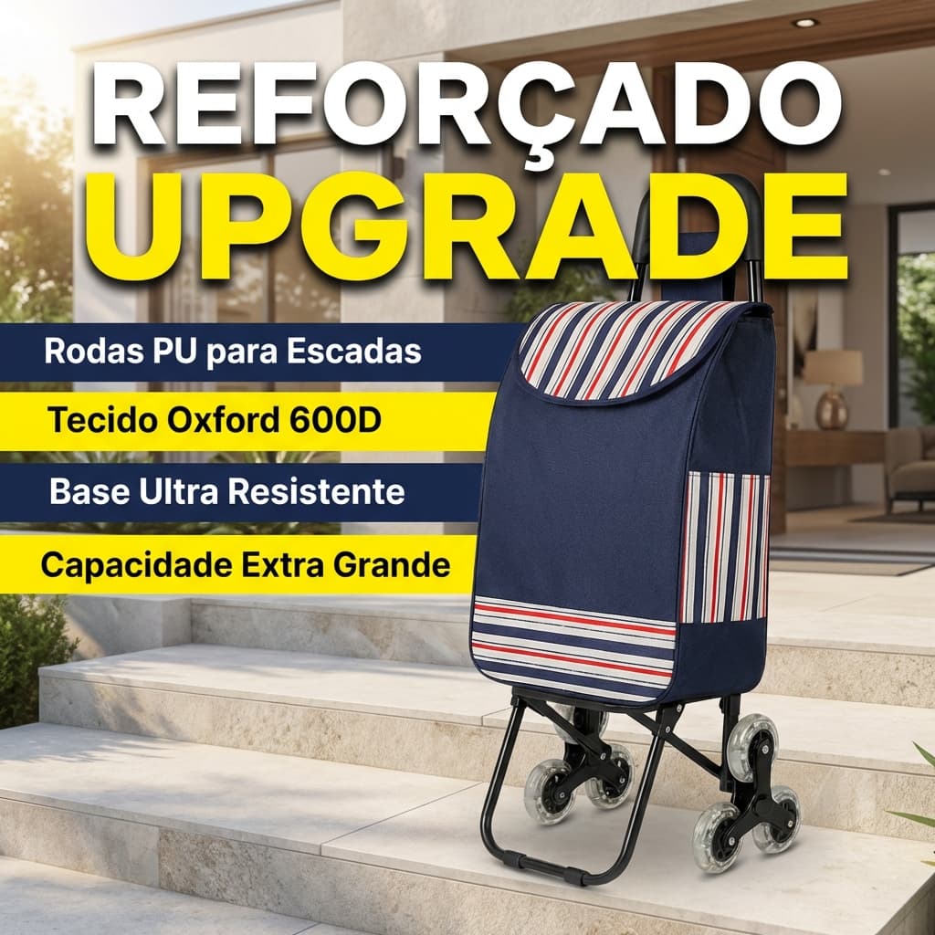 Carrinho de compras de três rodasCarrinho de compras portátil, fácil de usar para idosos subirem escadas, carrinho dobrá