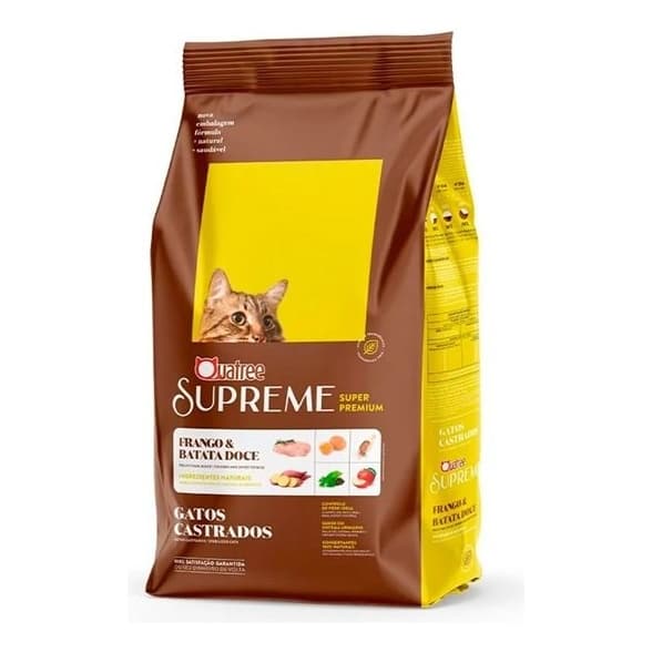 Ração Quatree Supreme Gatos Castrados Frango e Batata Doce 10.1kg