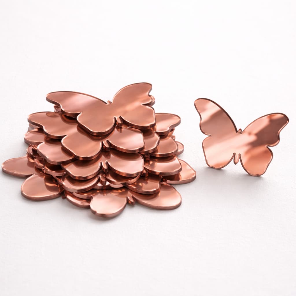 Kit 20 Mini Borboleta em Acrílico Espelhado Decoração Quarto Infantil 6cm Parede Decorativo