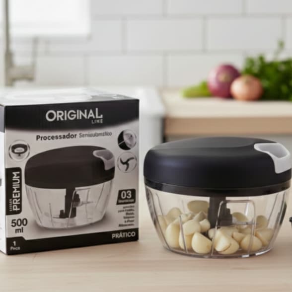 Processador de Alimentos 3 Lâminas 500ml Manual triturador de alho