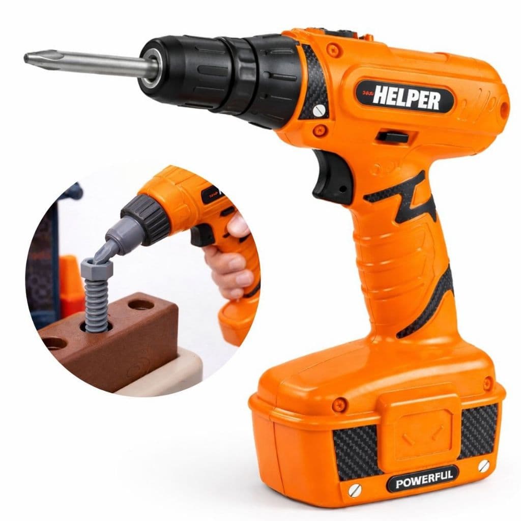 Ferramenta Infantil Parafusadeira Brinquedo Pilha Gira de Verdade