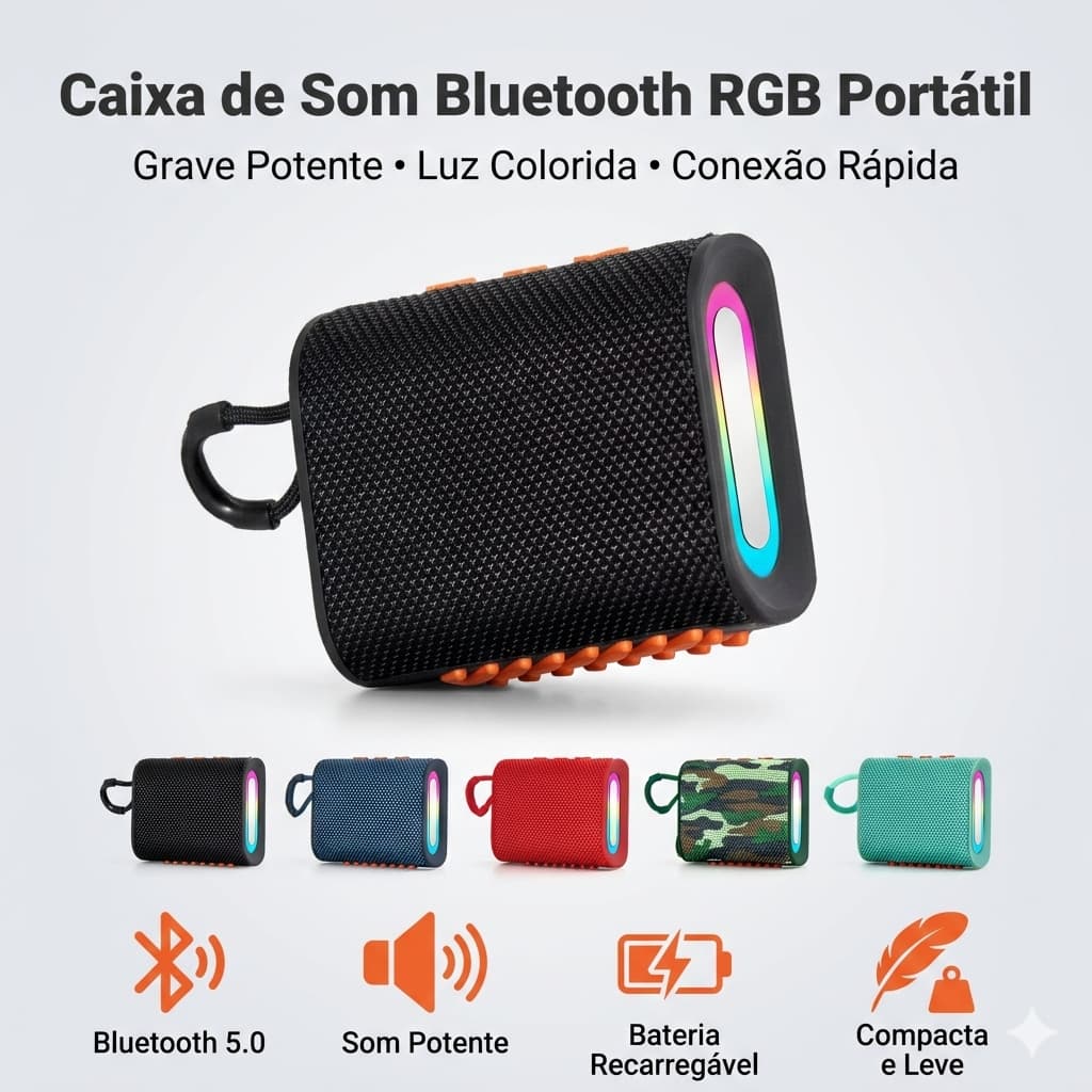 Caixa De Som Bluetooth Portátil À Prova D 'Água Com Bateria Esportiva