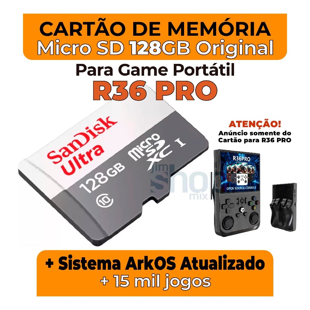 Cartão MicroSD Para R36 Pro +Sistema ArkOS + jogos – Envio Imediato