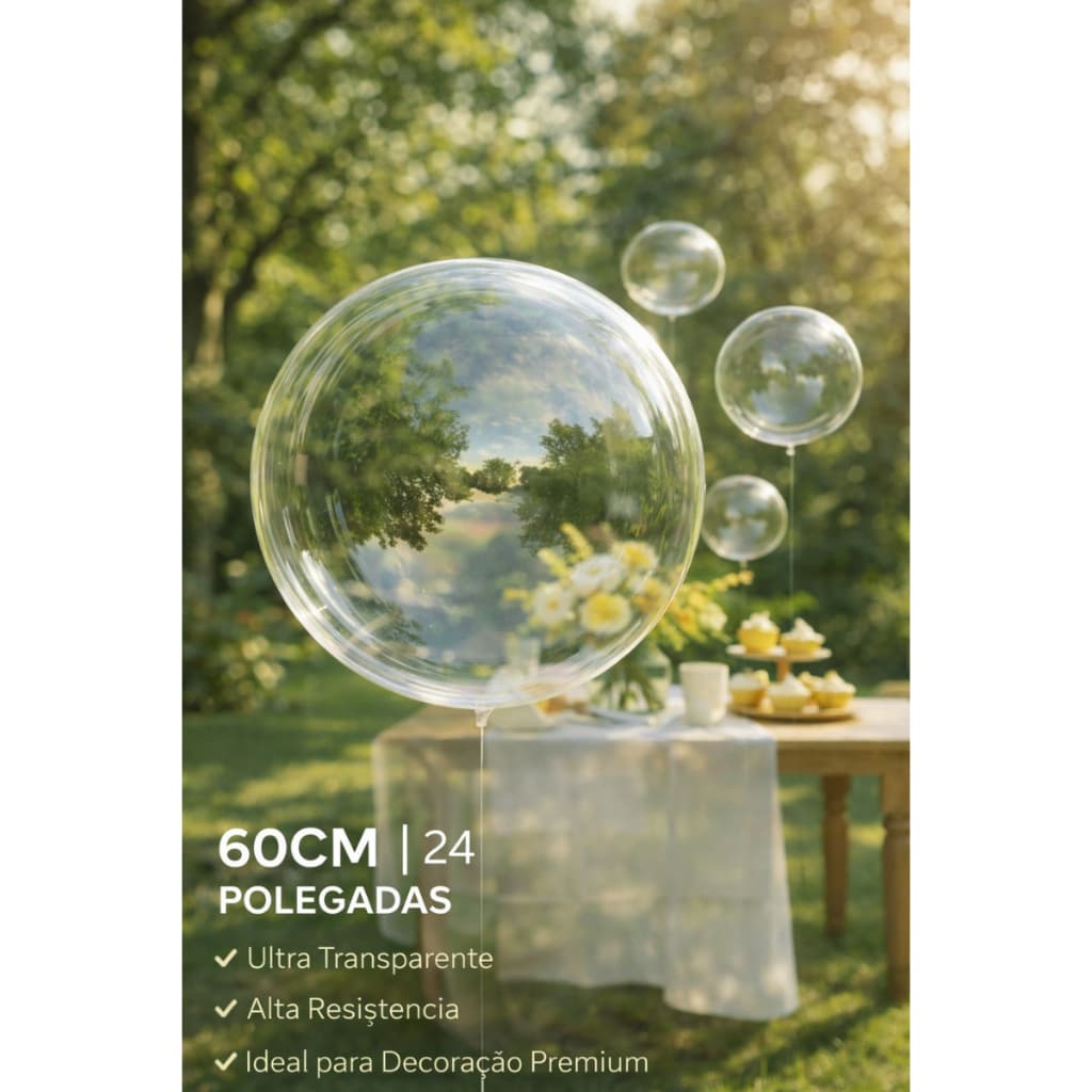 Kit 10/20/50 Balão Bubble 24 Polegadas BolhaTransparente - 10/18/24/36 Polegadas