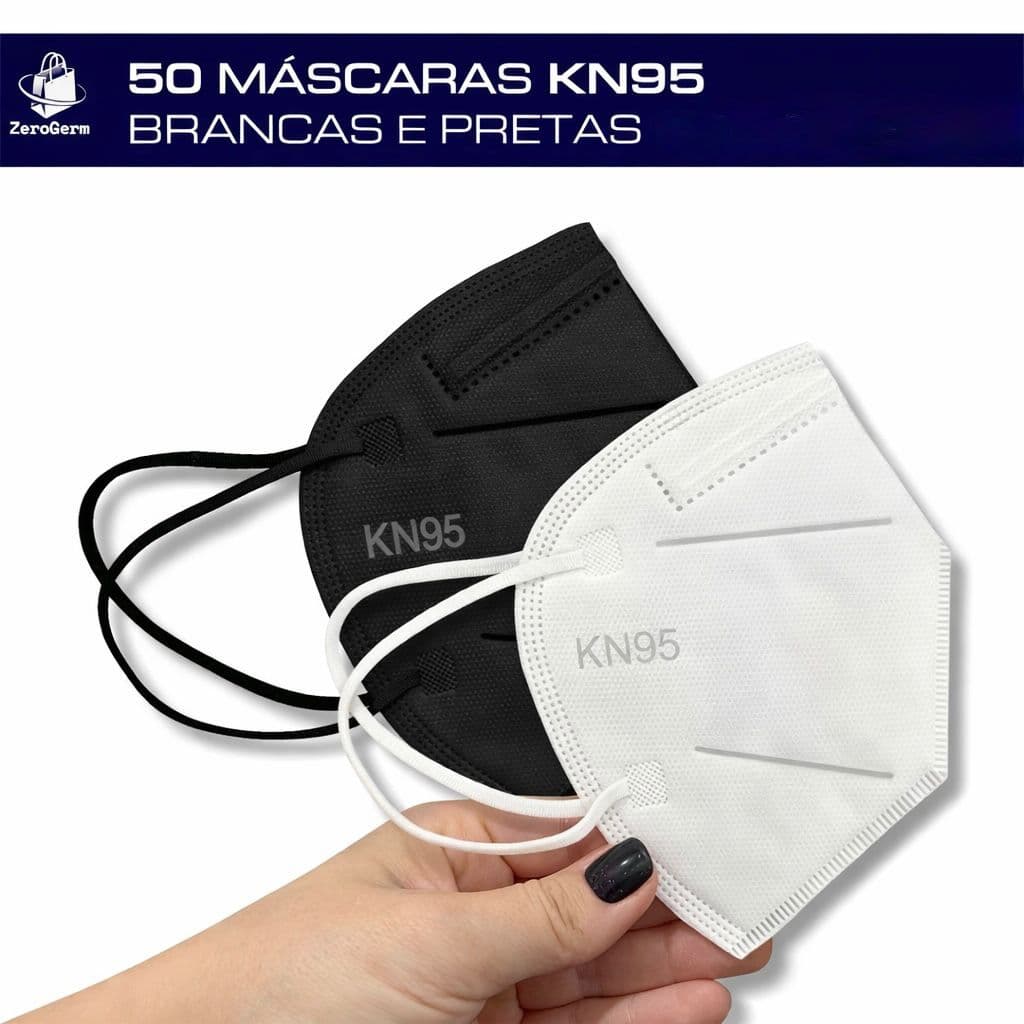 50 Máscara Descartável PFF2 KN95 BRANCA ou PRETA | Sem Válvula + Proteção e Qualidade!