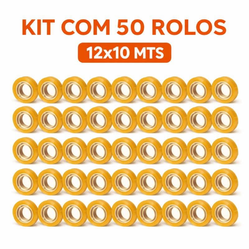 Kit 50 Rolos Fita Adesiva Transparente 12mm x 10m Tipo Durex – Atacado Escritório Escola