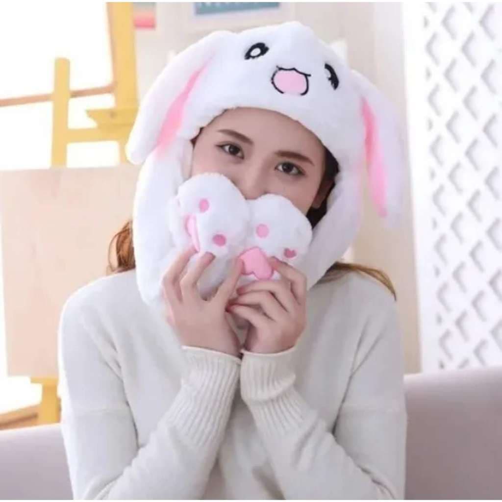 orelhas de coelho se mexem Com luz deixando-o fofo, adorável e charmoso! Chapéu com orelhas de coelho super estiloso