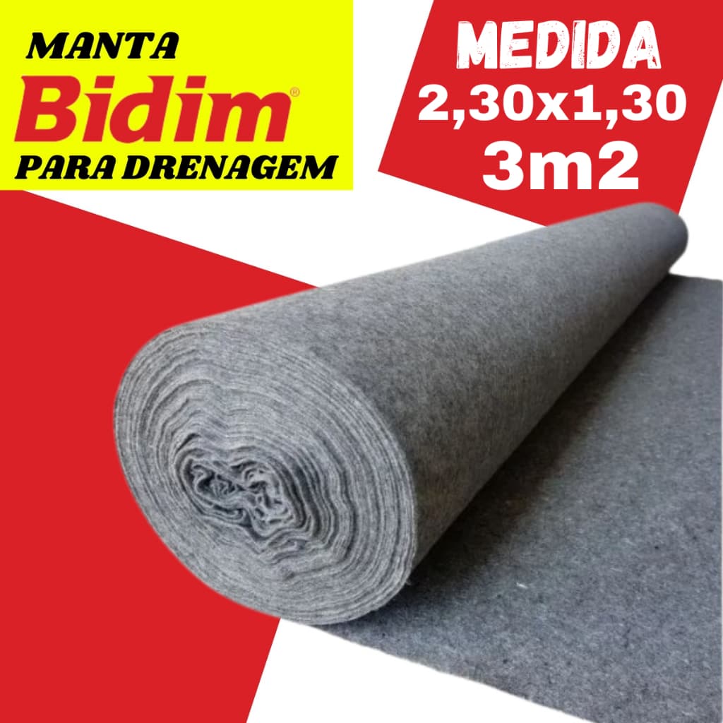 Manta Geotextil Bidim ( Original ) Drenagem 3 Mts 2,30x1,30.