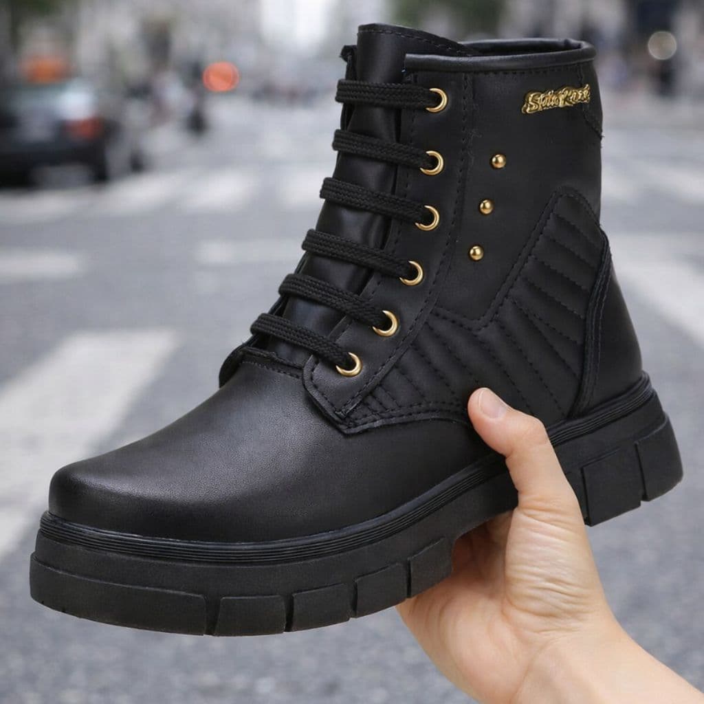 Bota Coturno Stilo Rosê Menina Cano Baixo Tratorada Confortável-2550