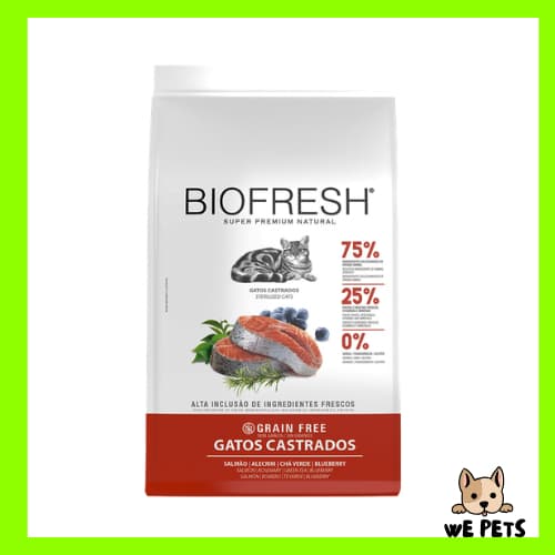 Ração 7,5kg Biofresh Super Premium Gatos Castrados Sabor Salmão