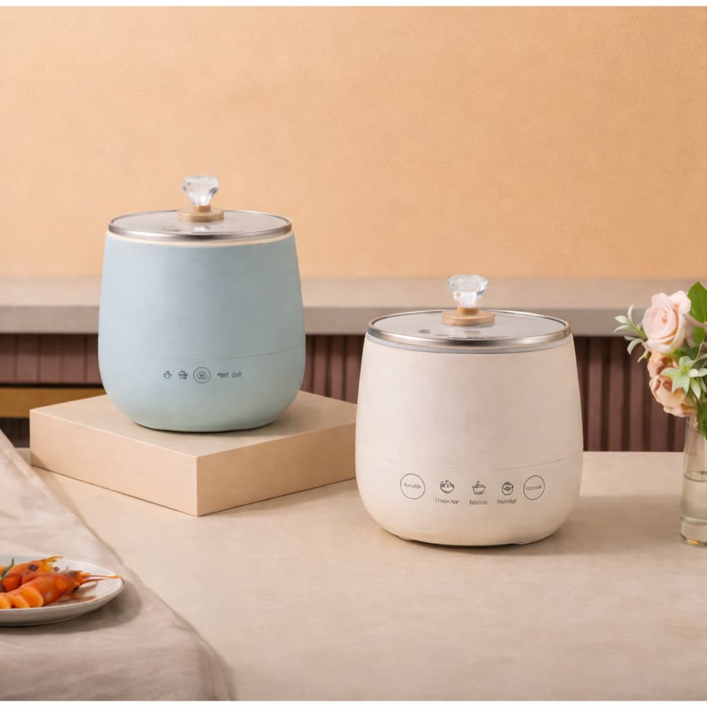 Panela Elétrica 1,8L 220V Mini Cozedor de Arroz Antiaderente Multifuncional Sopas Caldos Legumes Compacta