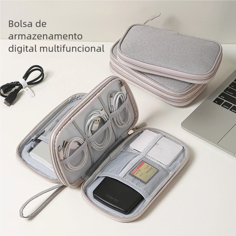Bolsa Necessaire Portátil Prática - Organizadora de Celular, Cabos, Fios e Acessórios