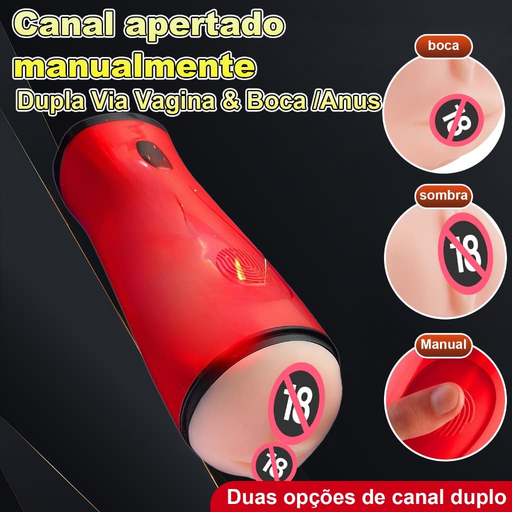 Masturbador Masculino Interativo · 8 Modos de Vibração · Dupla Estimulação · Recarregável USB