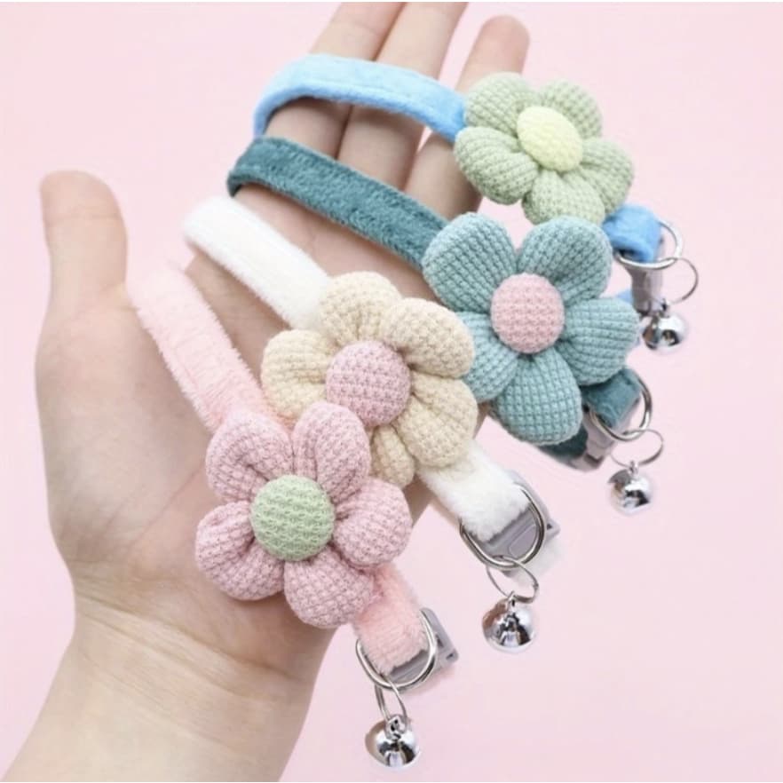 Coleira Fofa De Laço De Gato Com Colar De Cachorro Ajustável Flower Collar Pet Acessórios