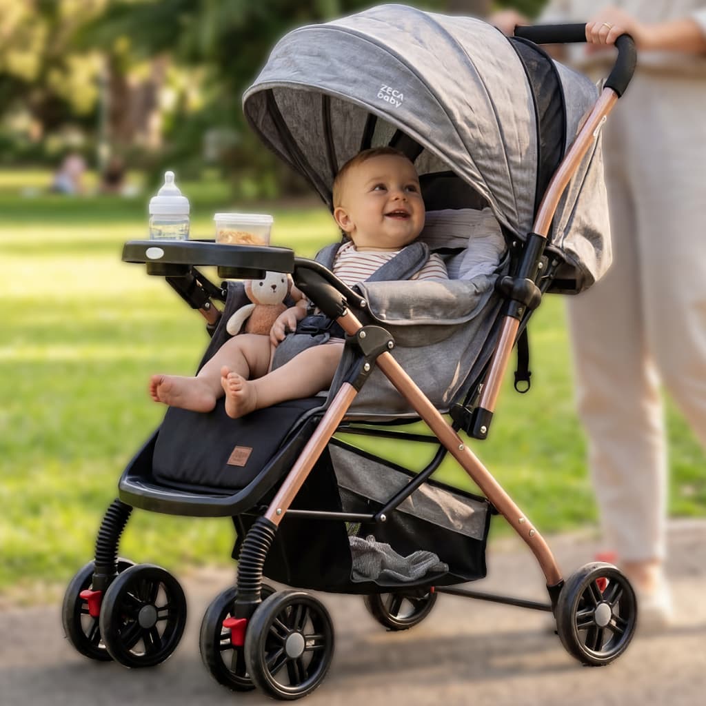 Carrinho De Bebê Passeio Reclinável Reversível 0 A 36 Meses Teca Baby
