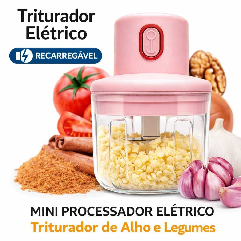 Mini Processador Elétrico Triturador Alho Legumes Cozinha Portátil