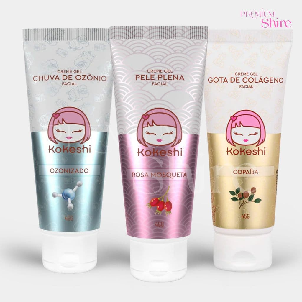 Linha Ozônio Kokeshi unidades Cremes Faciais Óleo de Girassol Colageno Pele Plena Rosa Moqueta 45g