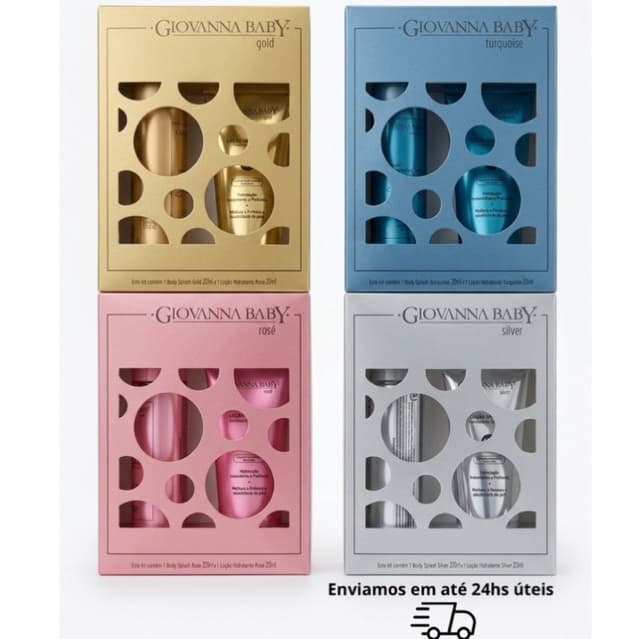 Kit Giovanna Baby Body Splash 260ml + Loção 200ml Presente Rose Silver Gold Turquoise