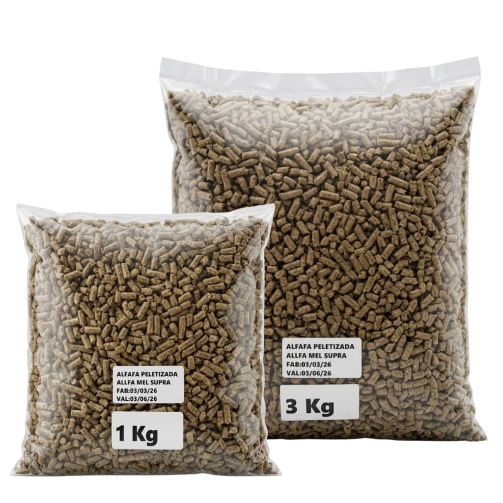 Alfafa Peletizada Supra Allfamel 1Kg e 3Kg Ração para Coelhos Cavalos Hamster - Promoção !