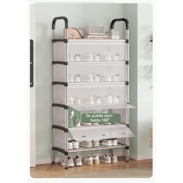 Estante Sapateiras Organizador De sapatos 5/6 Niveles Anti Polvo Plateado