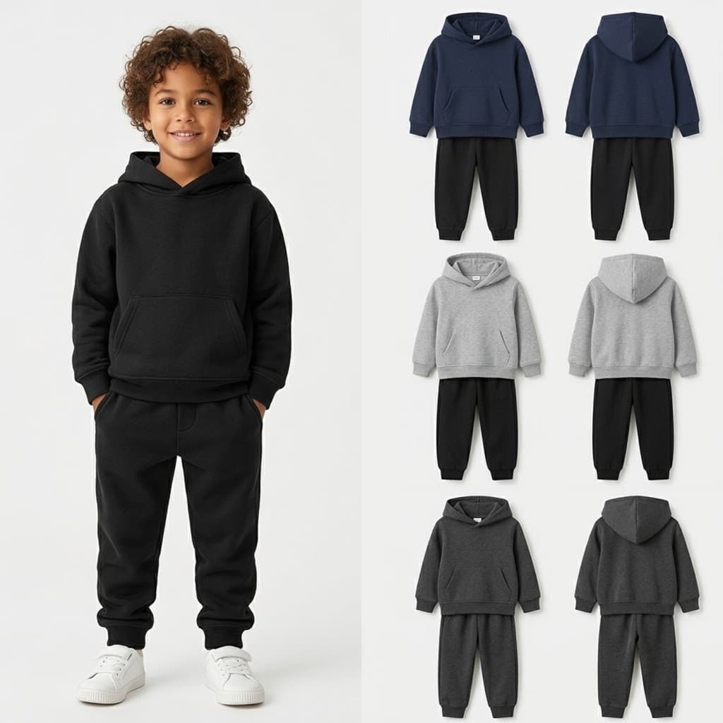 Conjunto Infantil Menina Menino Blusa Moletom e Calça Capuz Inverno Algodão Flanelado Quentinho Leve