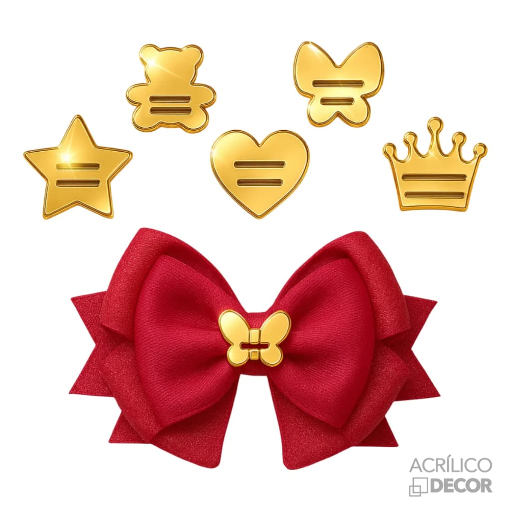 Aplique Finalizador de Laço e Agenda KIT 100 UN (5 Modelos) Passante Elástico, Decoração, Artesanato