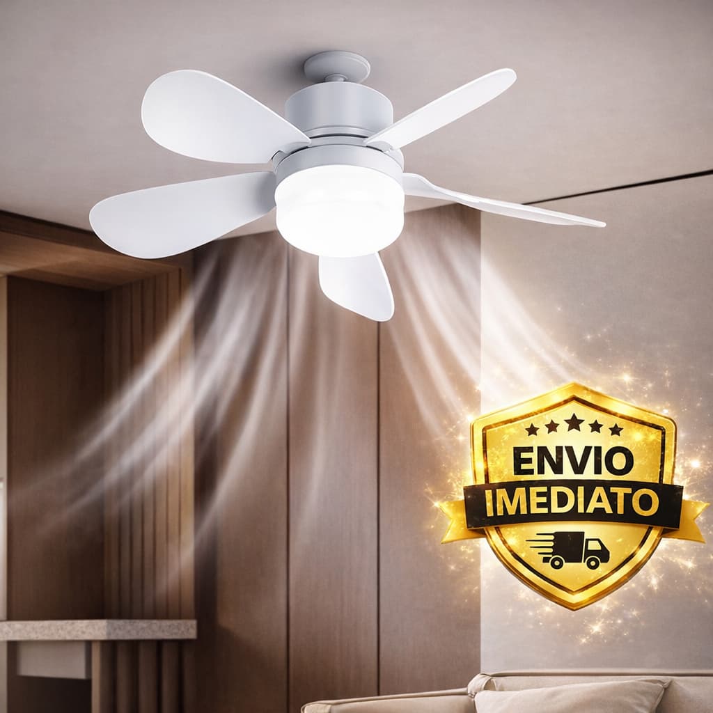 Ventilador de Teto com Luz Silencioso Controle Remoto Economica Instalação Fácil LED Bivolt