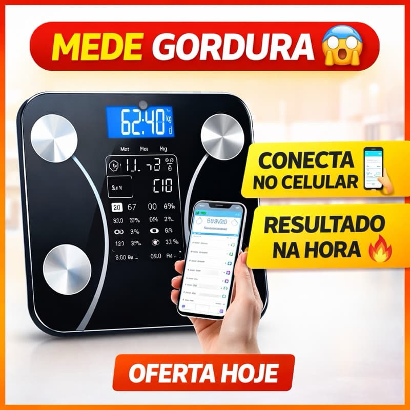 Balança Digital Inteligente Bluetooth Mede Gordura App Celular Resultado na Hora