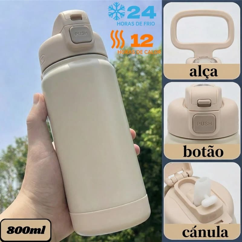 Garrafa térmica 800ml inox Quente e Frio Alça Com palhinha Alça Copo térmico premium-XR-73