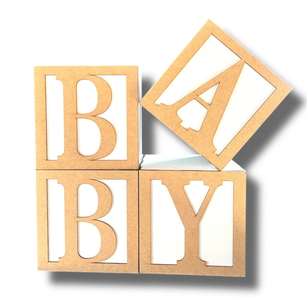 Cubos Baby Decorativos em MDF 20x20cm Decoração Chá de Bebê