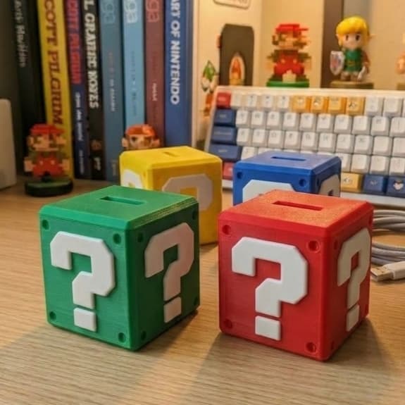 Mario World Cofrinho / Galaxy / Bross / Kart  Bloco Cubo