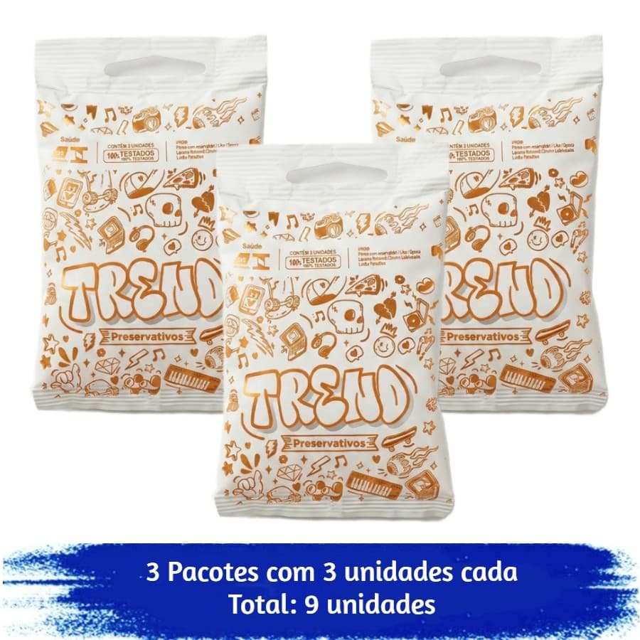 Preservativo Trend Lubrificado Com 9 Unidades 3x3