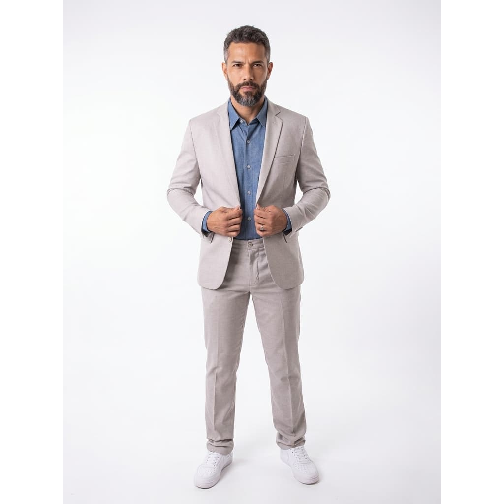 Terno Social Oxford Slim Cinza Claro Alto Padrão Para Todas Ocasiões