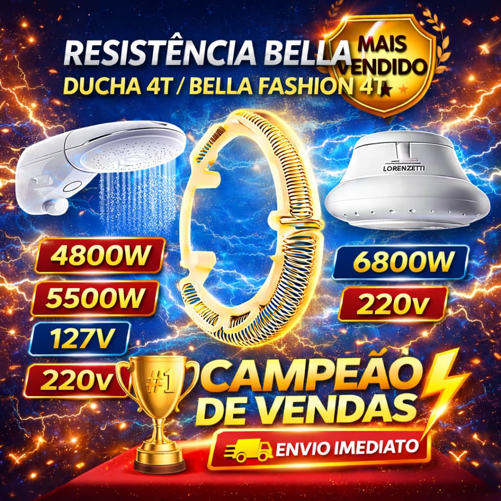 Resistência lorenzetti Compatível  Bella Ducha 4T / D.Fashion 4t / Ultra 4T –220V 6800W