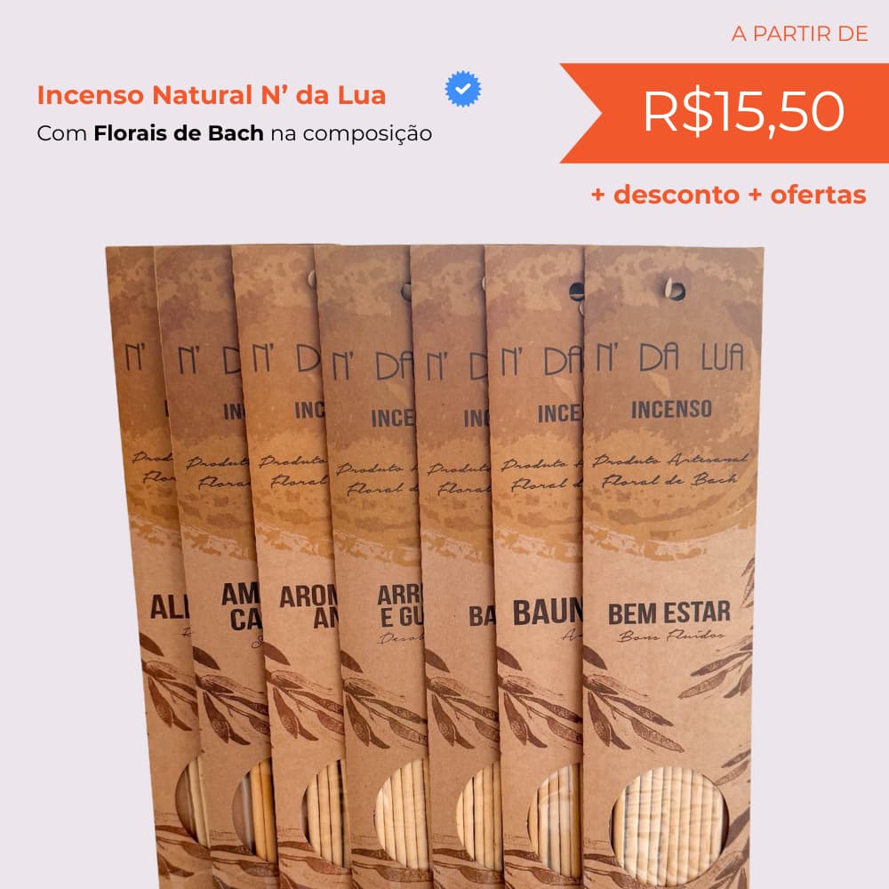 Incenso N' da Lua Natural Artesanal e com Floral de Bach (10 varetas)
