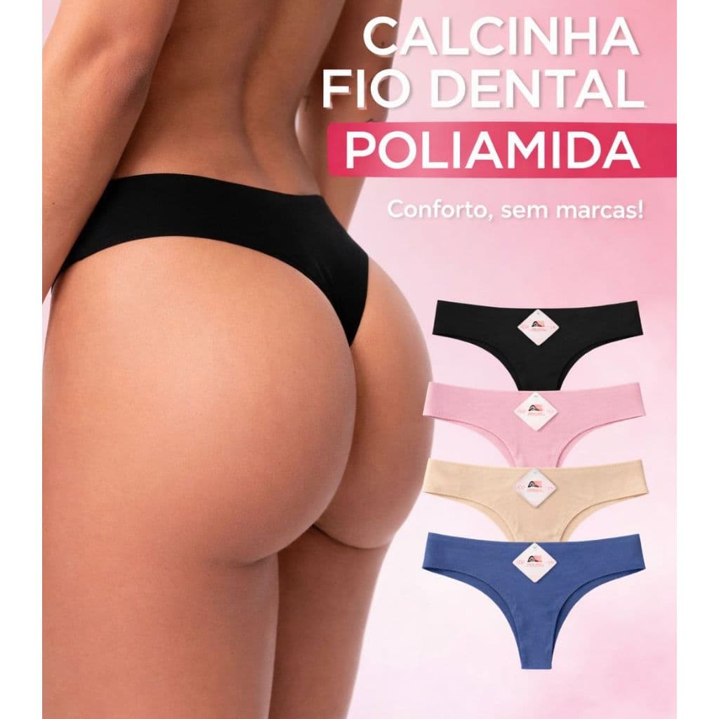 Calcinhas Fio Dental Sem Costura Corte a Laser Acabamento Top