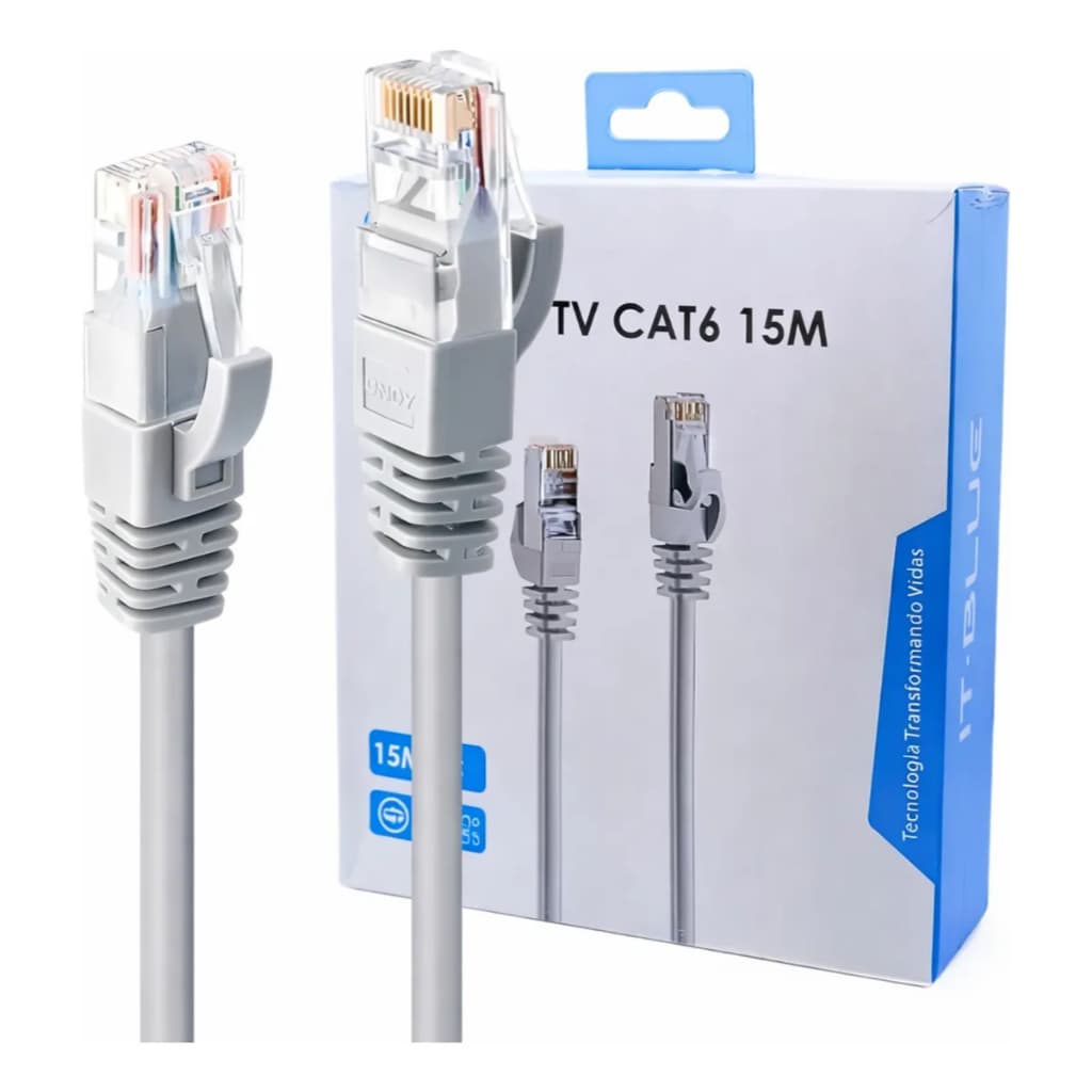 Cabo De Rede Ethernet Internet Cat6 Rj45 Banhado 15 Metros