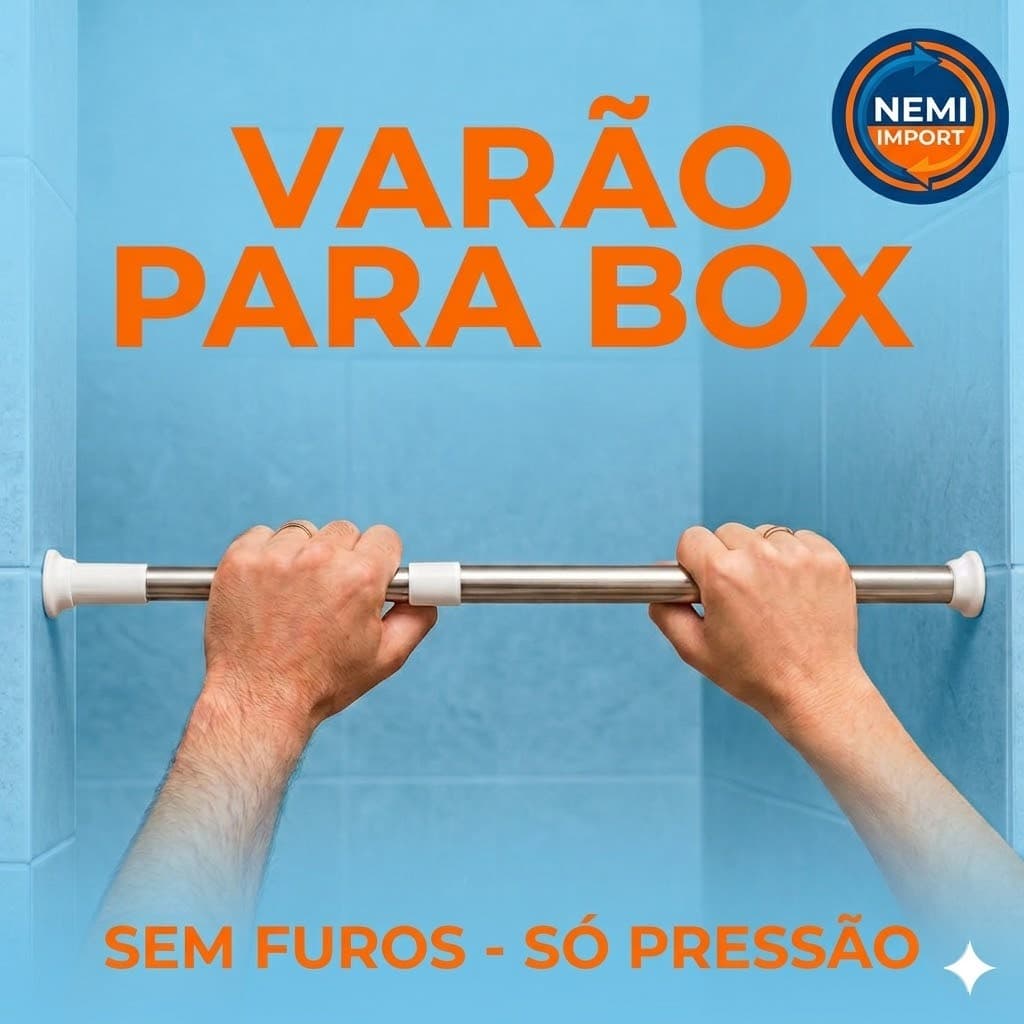 Varão Tubo Bastão Ajustável Extensível Pressão Banheiro Cortina B-Max