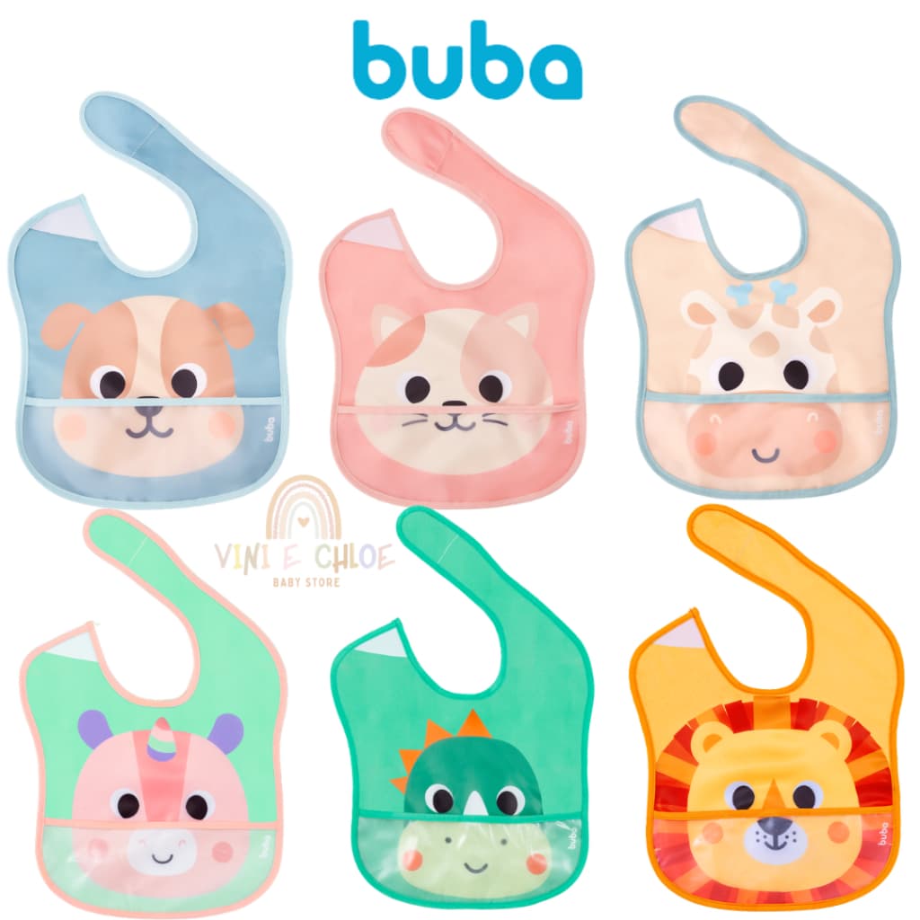 Babador com Bolso Pega Migalhas Impermeável Bubazoo Babador Infantil Buba