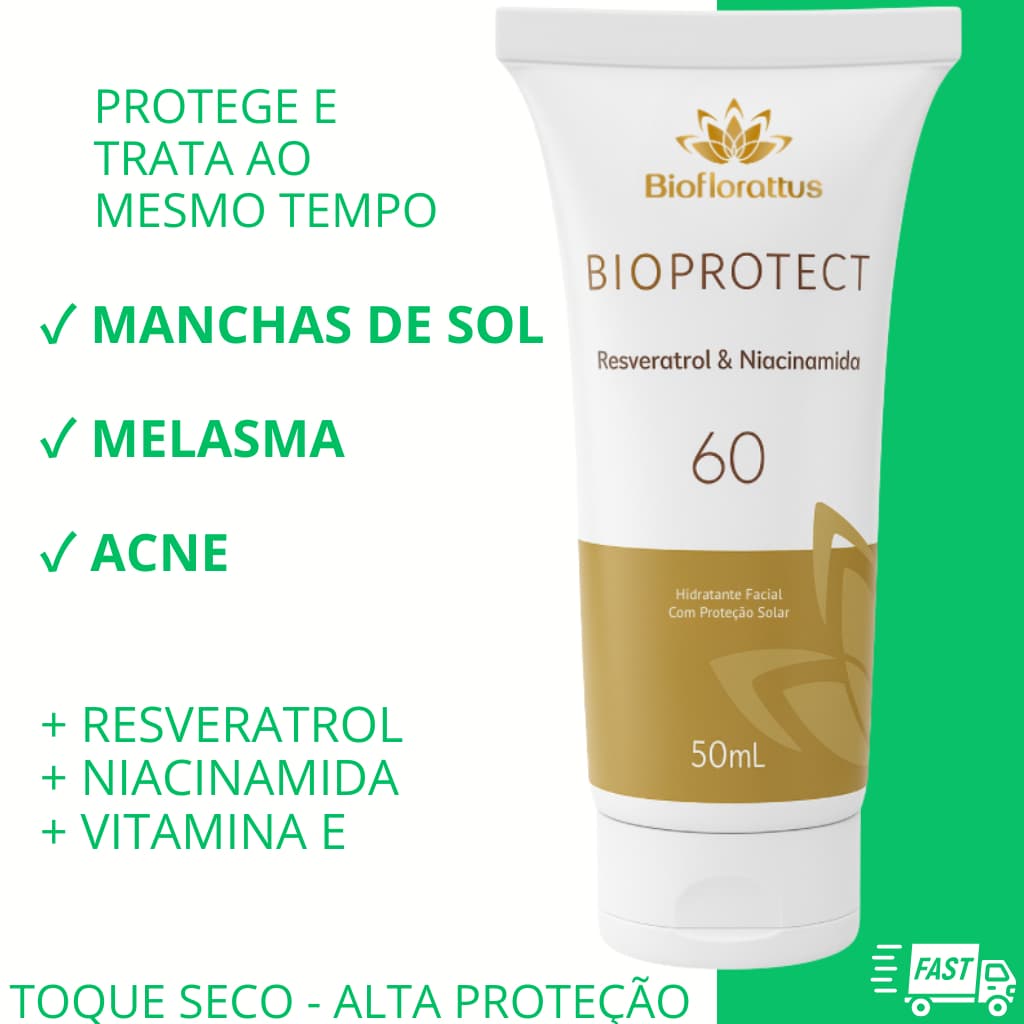 Protetor Solar Facial | Melasma, Manchas De Sol, Acne – FPS 60 Toque Seco | Bioprotect  BIOFLORATTUS