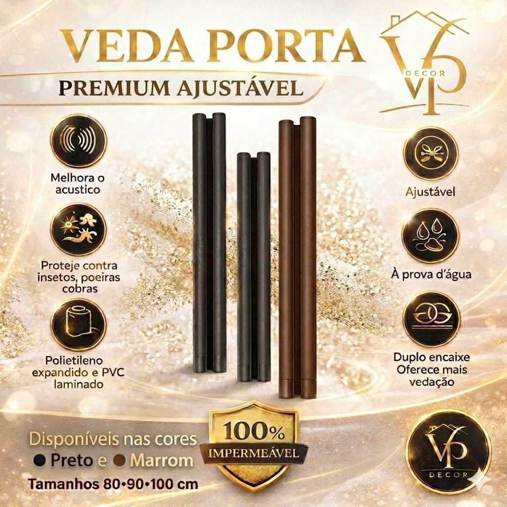 Veda Porta Rolinho Duplo Protetor 80 90 100 cm Impermeável Ajustável Marrom Preto