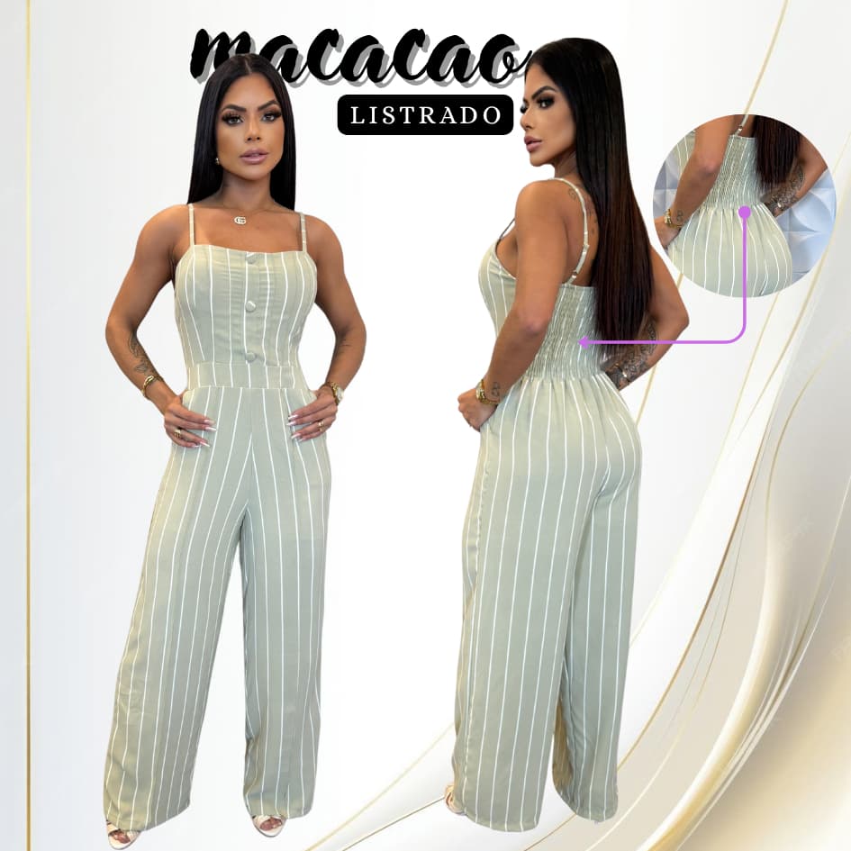 Macacão Feminino  Elegante Com Botões Para Mulheres
