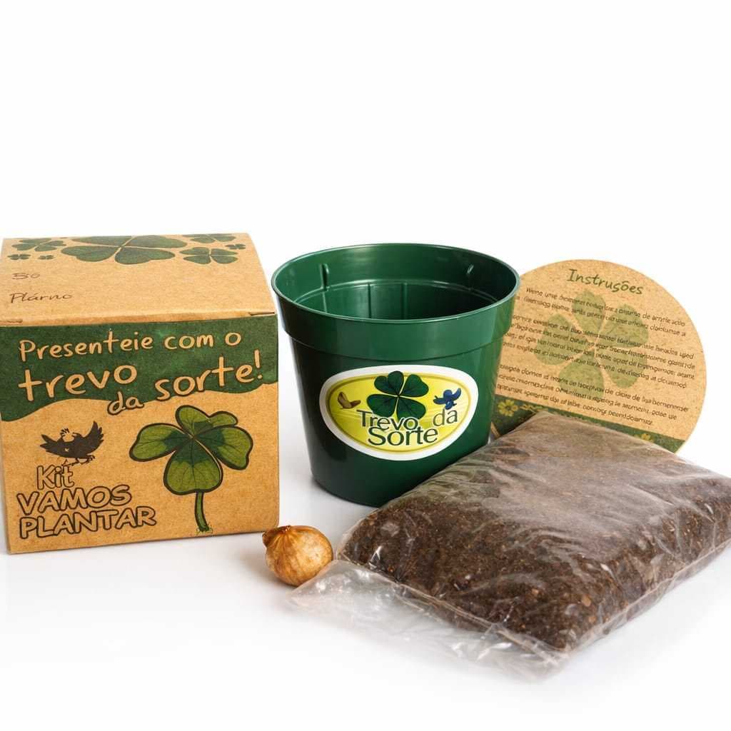 Mini Kit Vamos Plantar semente de Trevo de 4 folhas