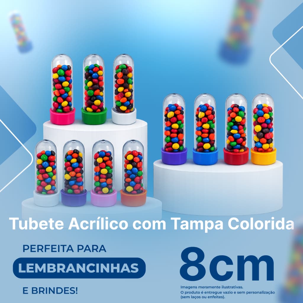 Kit Tubetes 8cm 10/20/30/40/50 - Para Lembrancinhas - Várias Cores