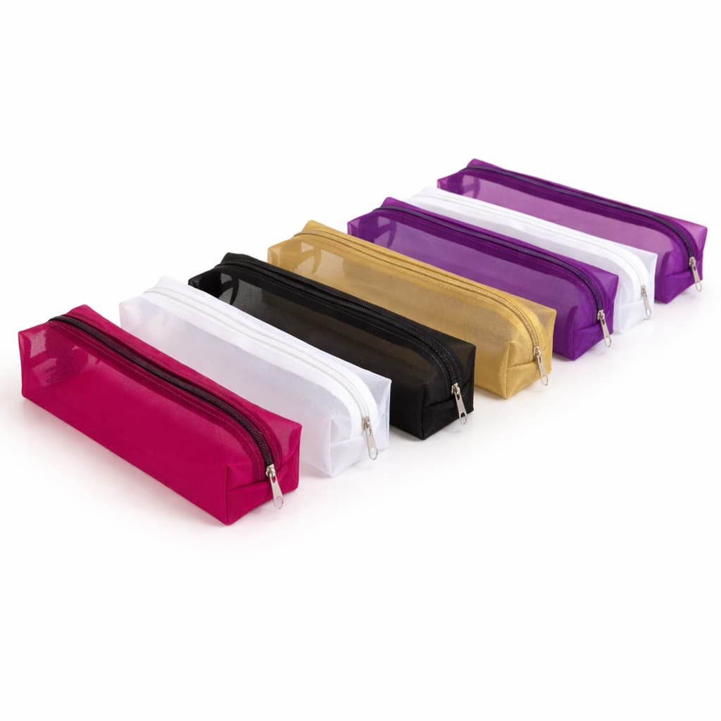 Estojo Necessaire Em Tela Resistente - Diversas Cores estojo escolar em tela vazada transparente
