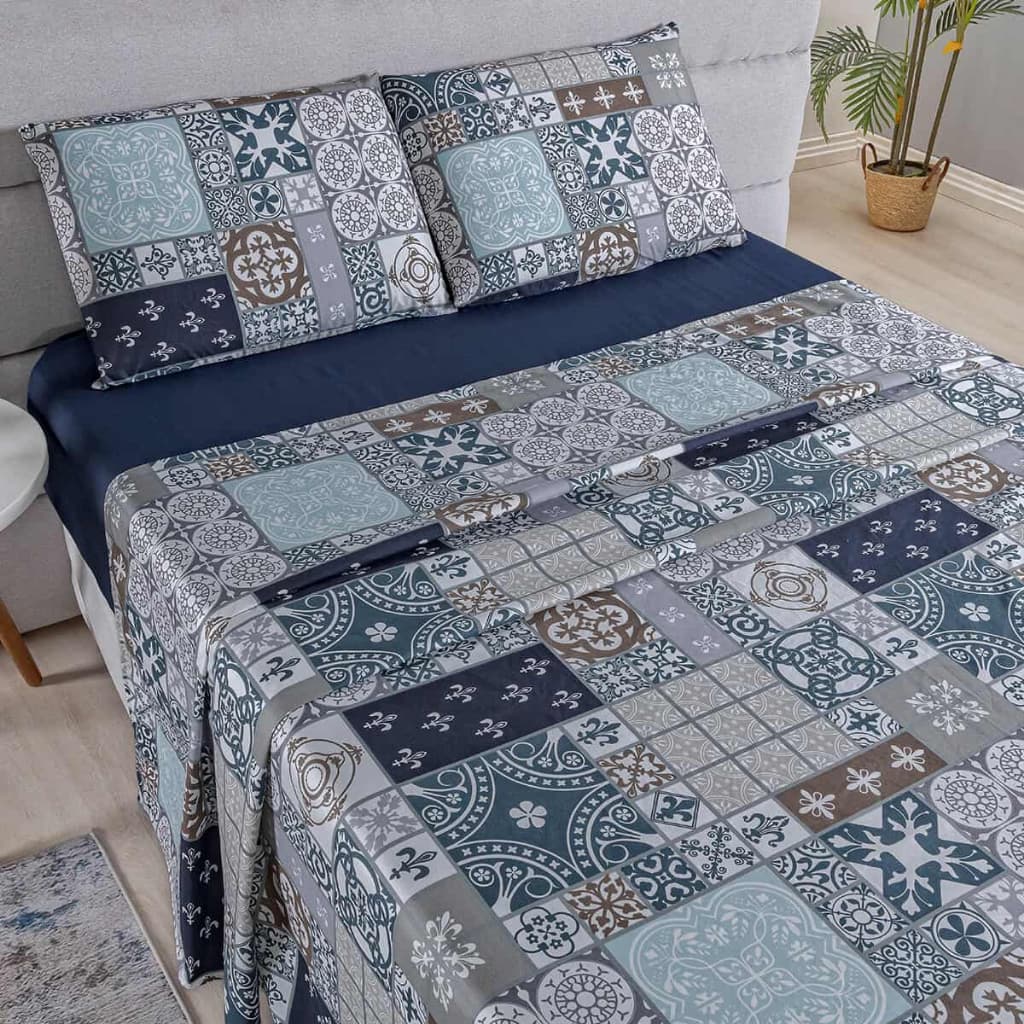 Jogo Lençol Queen Percal 400 Fios 4 Pçs Macio E Toque Suave