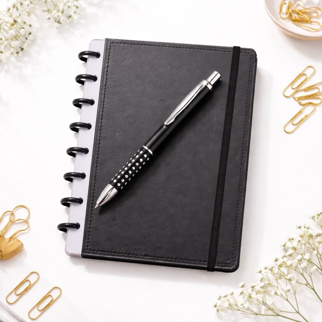 Caderno Inteligente + 1 caneta metal / caderno de 10 Discos B5 80 Folhas Capa Dura De Couro