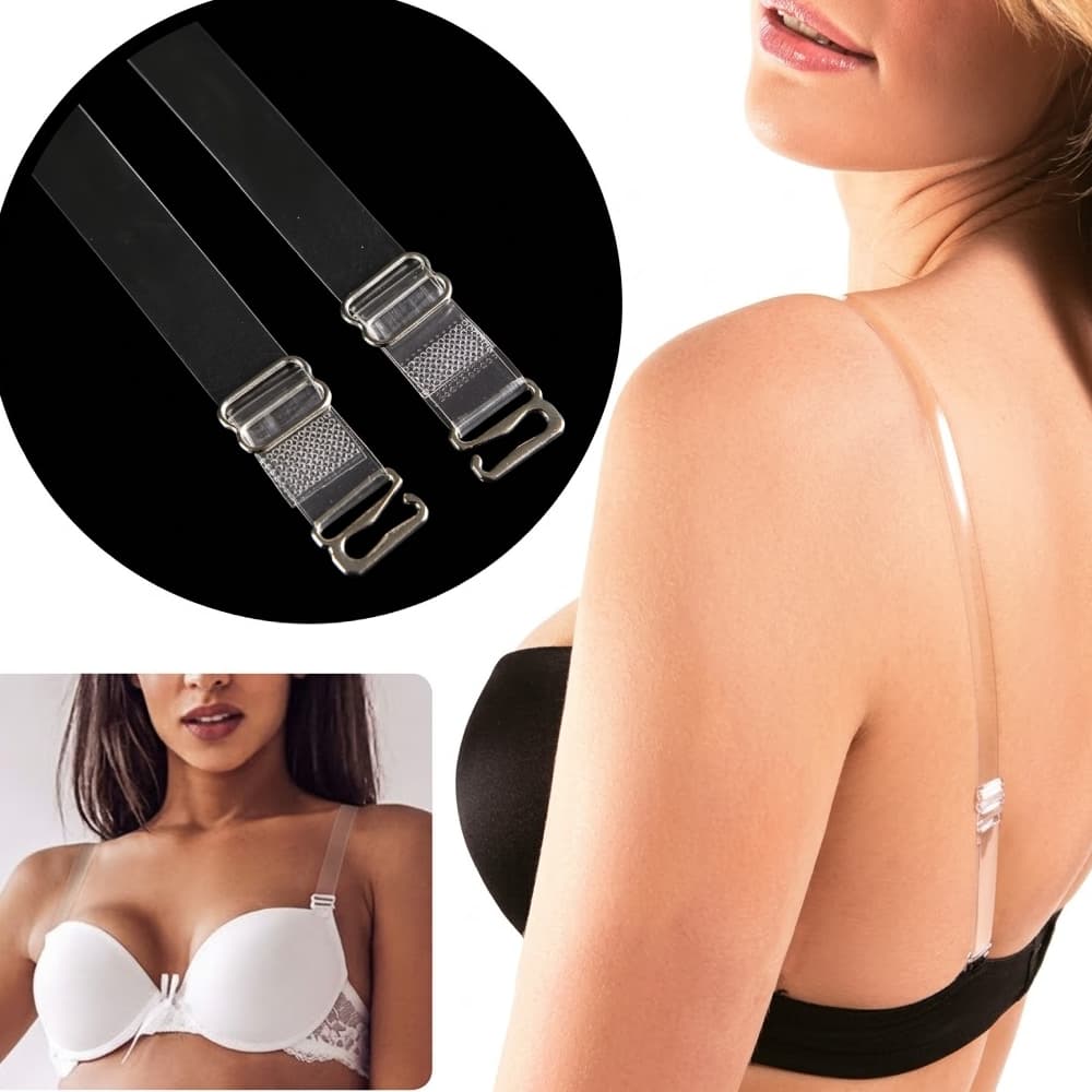 Kit Alças de Silicone Transparente Invisível e Regulável para Sutiã Antialérgica Feminino